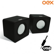 Caixa de Som Portátil 3W RMS P2 USB Speaker Cube para PC/Notebook OEX SK102 - Preta
